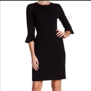 DONNA MORGAN Black Ruffle Cuff Sheath Dress Size 4